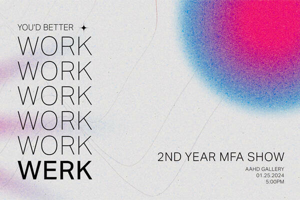 Second-year MFA student exhibition poster - spring 2024