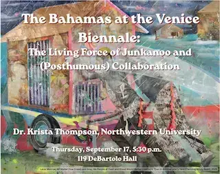Event poster with colorful image used as background